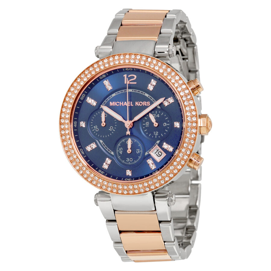 Michael Kors Parker Chronograph Blue Dial Two-tone Ladies Watch MK6141 Hoofdafbeelding