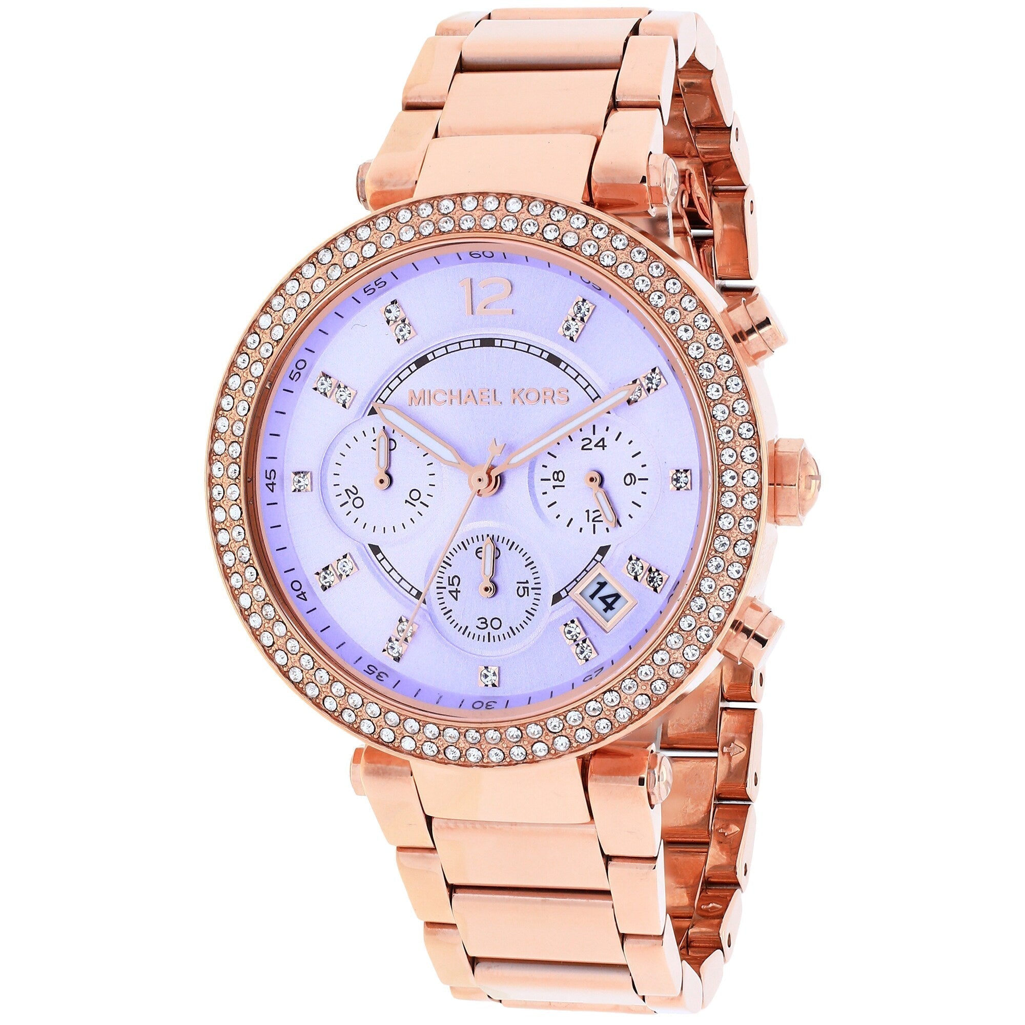 Michael Kors Parker Chronograph Purple Dial Rose Ladies Watch MK6169 Hoofdafbeelding