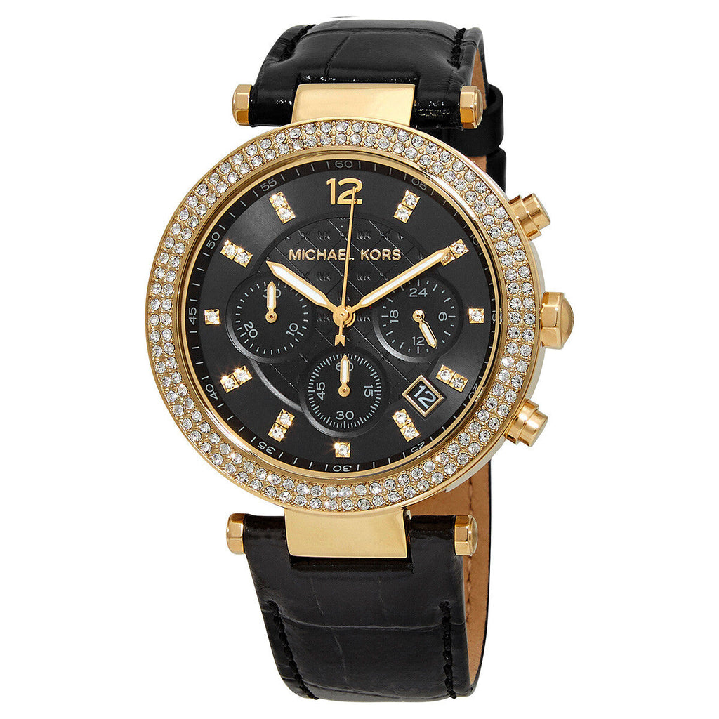 Michael Kors Parker Chronograph Quartz Crystal Black Dial Ladies Watch MK6984