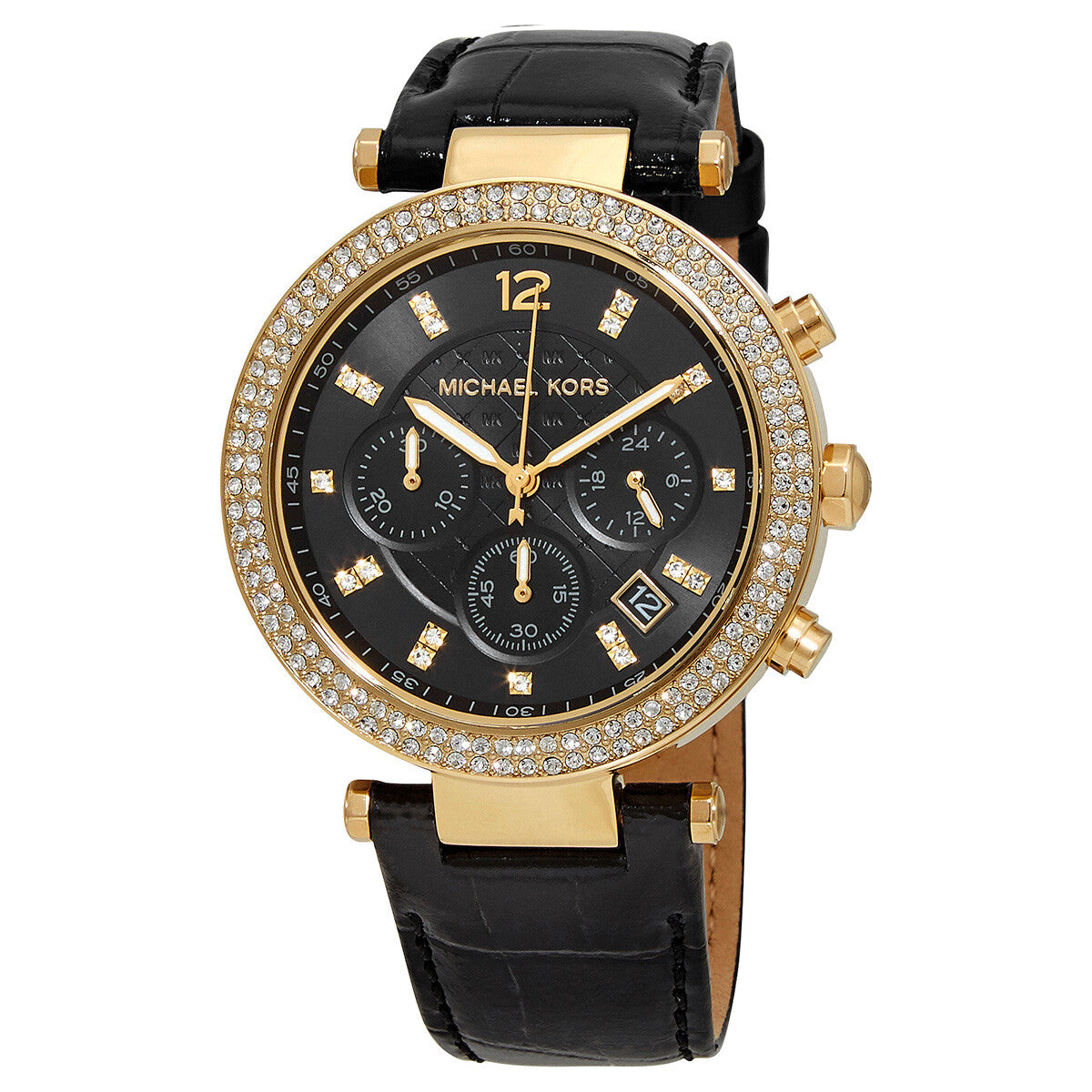 Michael Kors Parker Chronograph Quartz Crystal Black Dial Ladies Watch MK6984