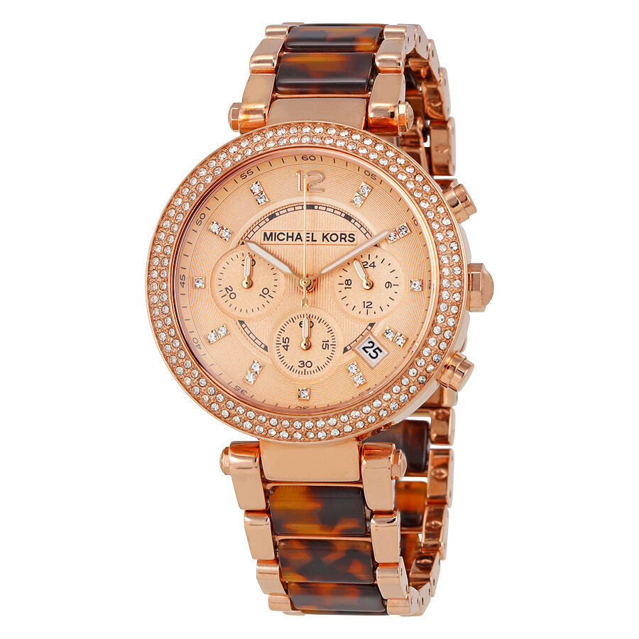 Michael Kors Parker Chronograph Tortoise Acetate and Rose-gold Women's Watch - MK5538 Hoofdafbeelding