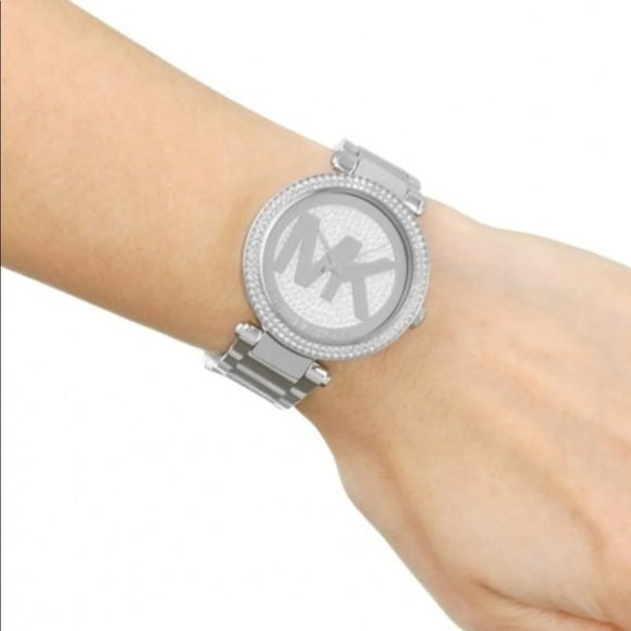 Michael Kors Parker Crystal Pave Dial Silver-Tone Women's Watch - MK5925