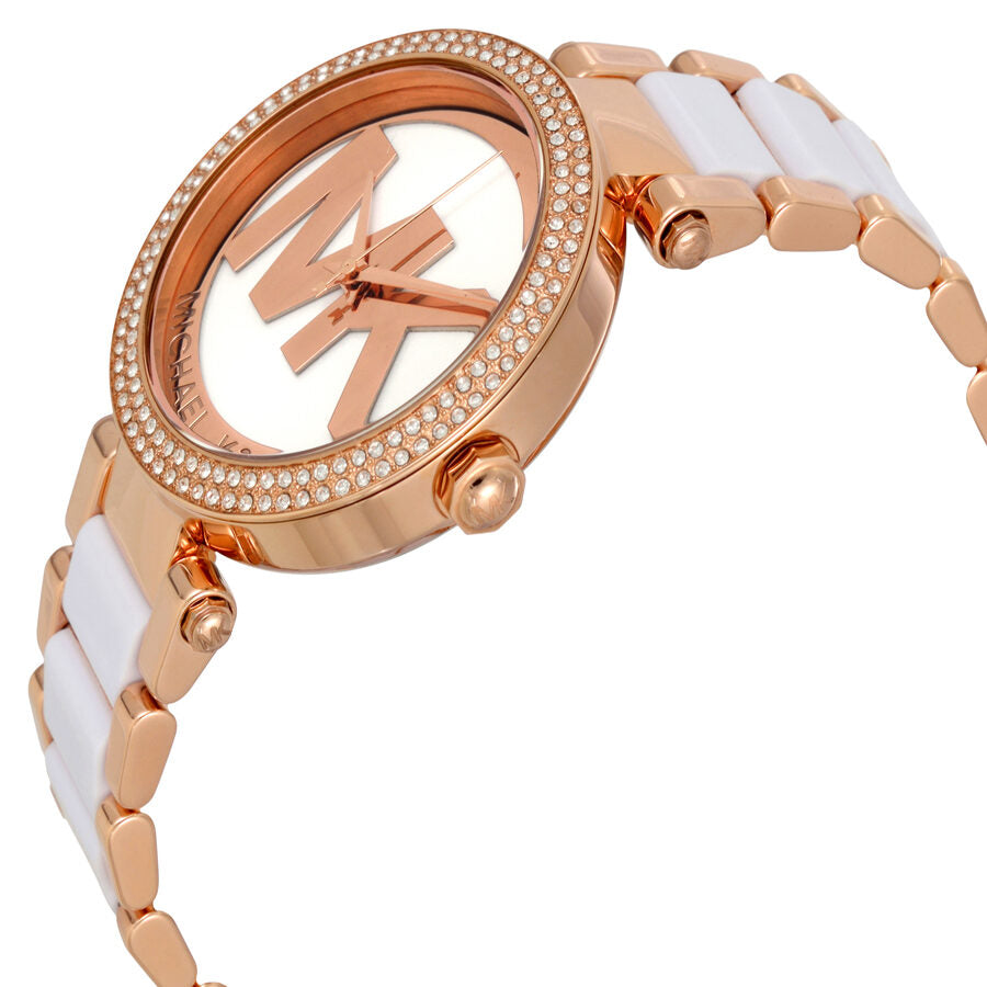 Michael Kors Parker Rose Gold-Tone and White Acetate Women's Watch - MK6365 Secundaire afbeelding