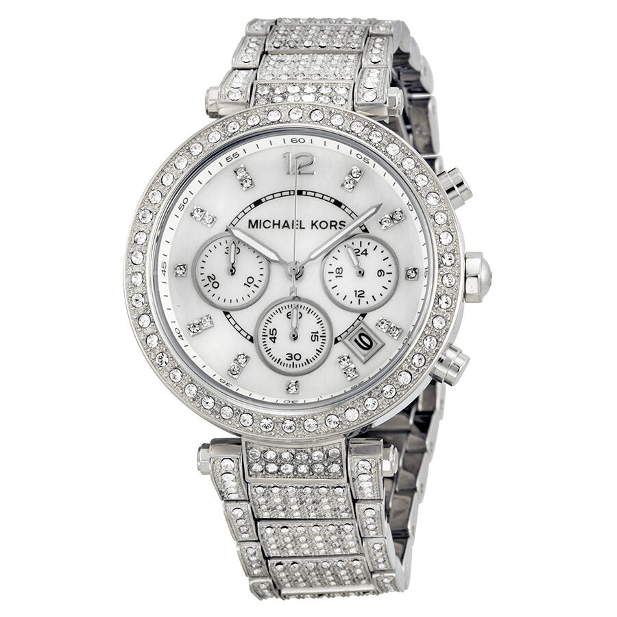 Michael Kors Parker zilverkleurig kristallen chronograaf dameshorloge - MK5572 Hoofdafbeelding