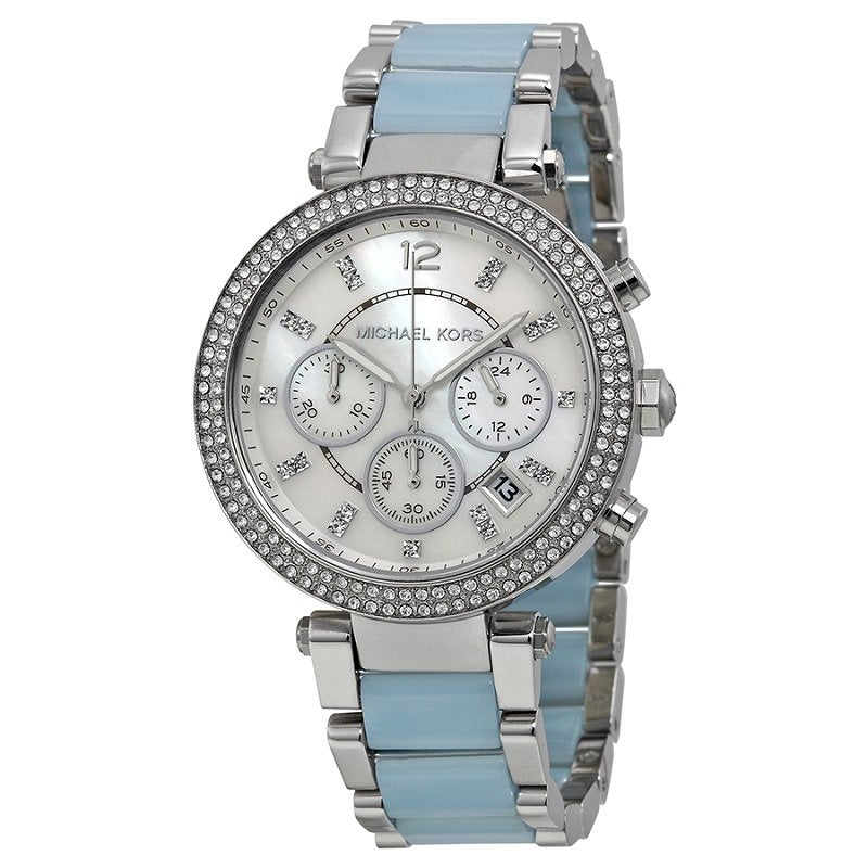 Michael Kors Parker White Dial Silver and Blue Acetate Women's Watch - MK6138 Secundaire afbeelding