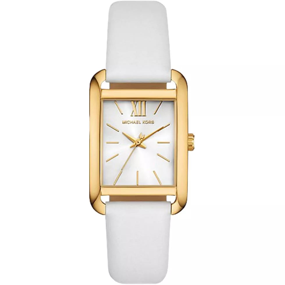 Michael Kors Petite Quartz dameshorloge met witte wijzerplaat en witte leren band - MKO1059 Hoofdafbeelding