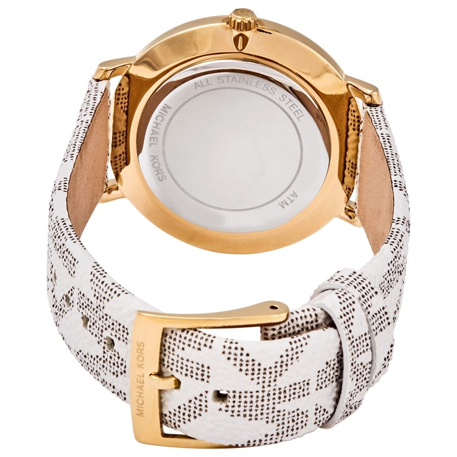 Michael Kors Pyper White Dial White Coated Canvas Women's Watch - MK2858