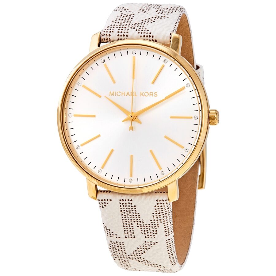 Michael Kors Pyper White Dial White Coated Canvas Women's Watch - MK2858