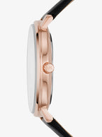 Michael Kors Pyper White Dial Black Genuine Leather Women's Watch - MK2834