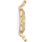 Michael Kors Quartz Mother of Pearl White Dial Gold Steel Strap Watch For Women - MK1065