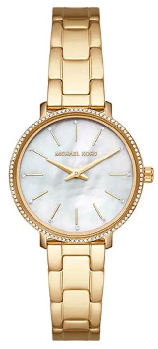 Michael Kors Quartz Horloge met Parelmoeren Witte Wijzerplaat en Gouden Stalen Band voor Dames - MK1065 Hoofdafbeelding