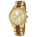 Michael Kors Ritz Chrongraph Tortoise Shell Acetate Gold-Tone Women's Watch - MK6322