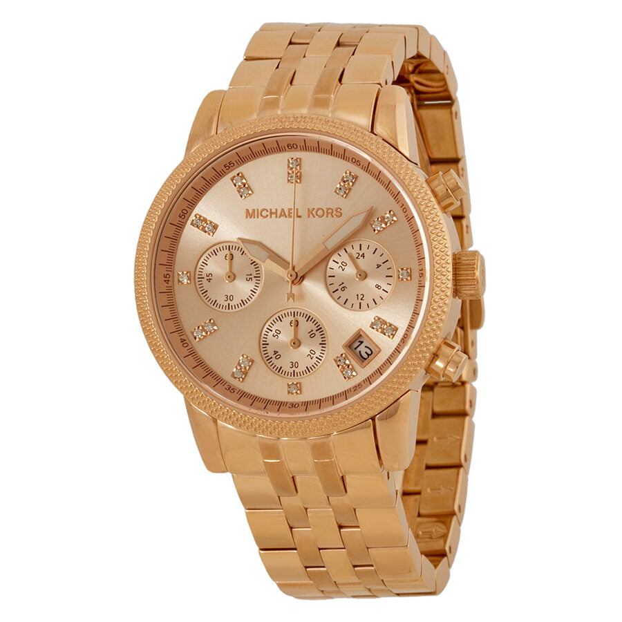 Michael Kors Ritz Chronograph Rose Gold Women's Watch - MK6077 Hoofdafbeelding