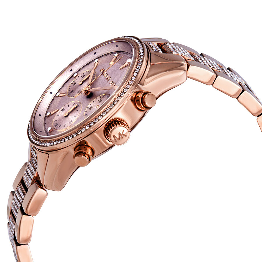 Michael Kors Ritz Pave Chronograph Crystal Rose Gold-Tone Women's Watch - MK6485 Secundaire afbeelding
