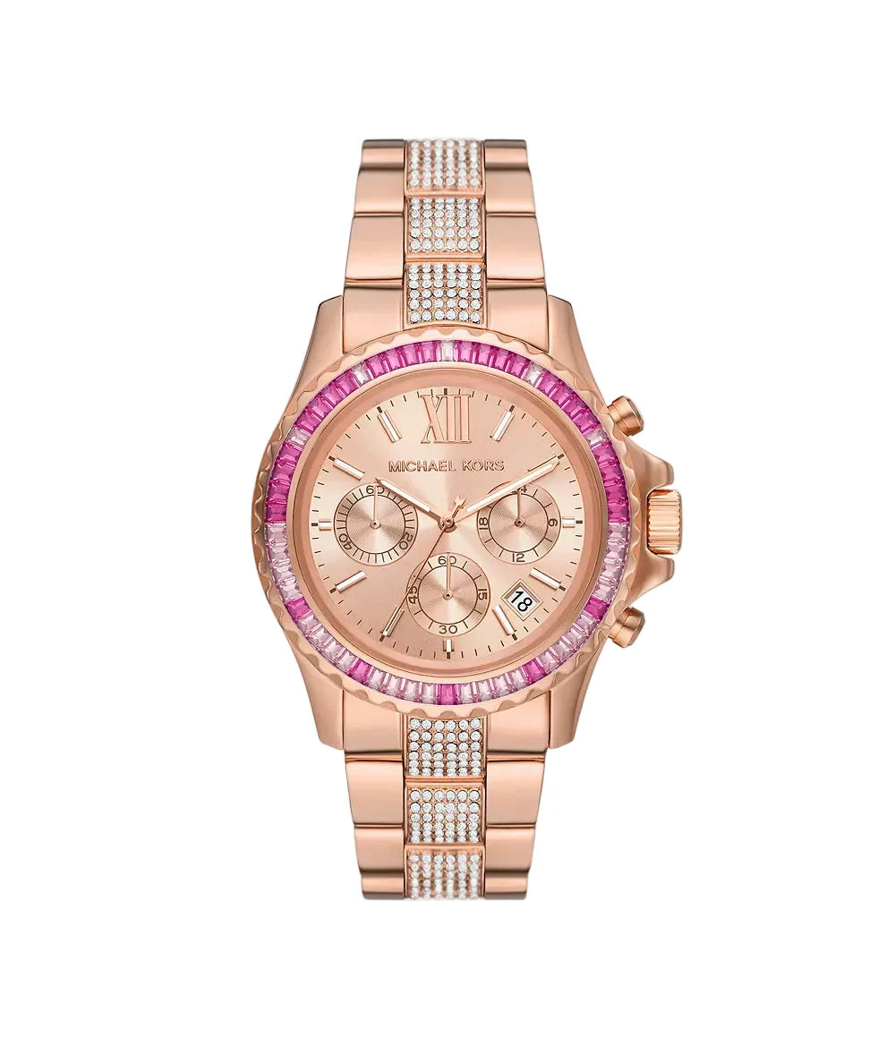 Michael Kors Oversized Everest Pavé Rose Gold-Tone Women's Watch - MK7211