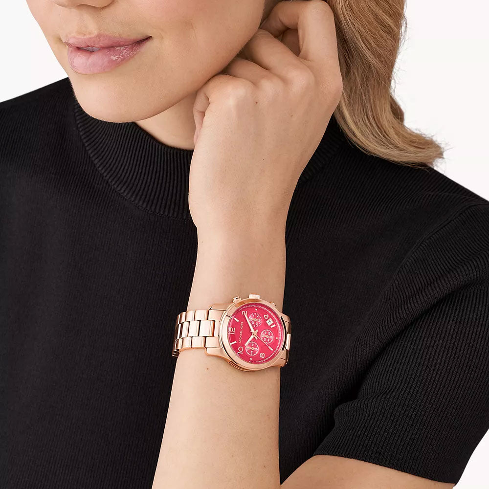 Michael Kors Runway Chronograph Rose Gold-Tone Women's Watch - MK7352