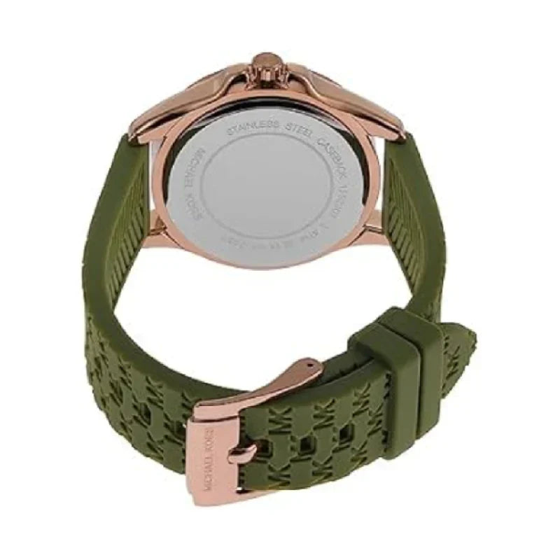 Michael Kors Mini Pilot Rose Gold-Tone Olive Green silicone Women's Watch - MK7421