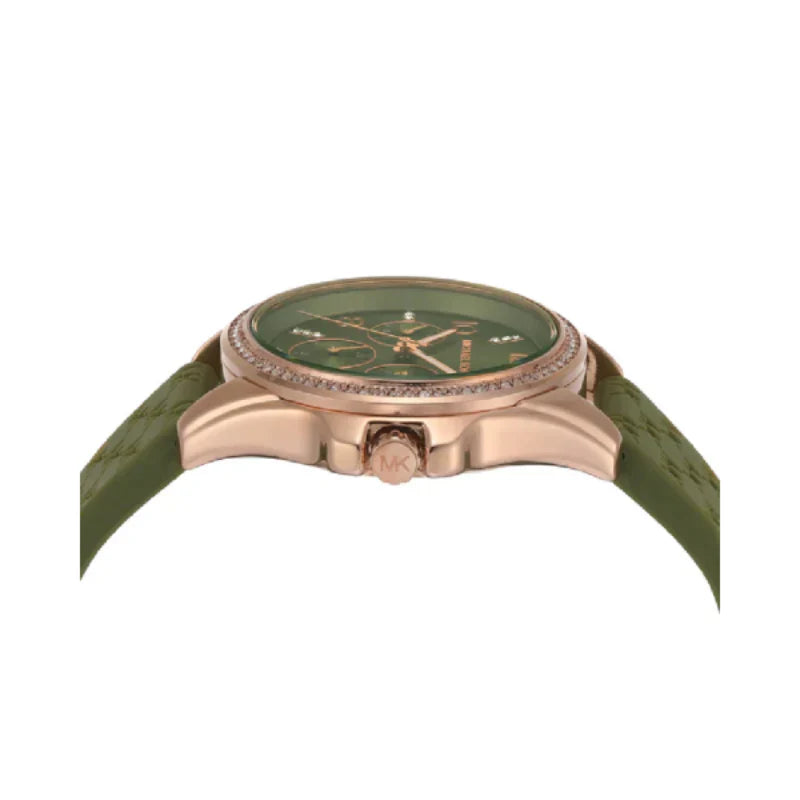 Michael Kors Mini Pilot Rose Gold-Tone Olive Green silicone Women's Watch - MK7421 Secundaire afbeelding