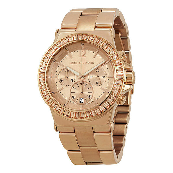 Michael Kors Baguette Bezel Chronograph Rose Gold-Tone Women's Watch - MK5412