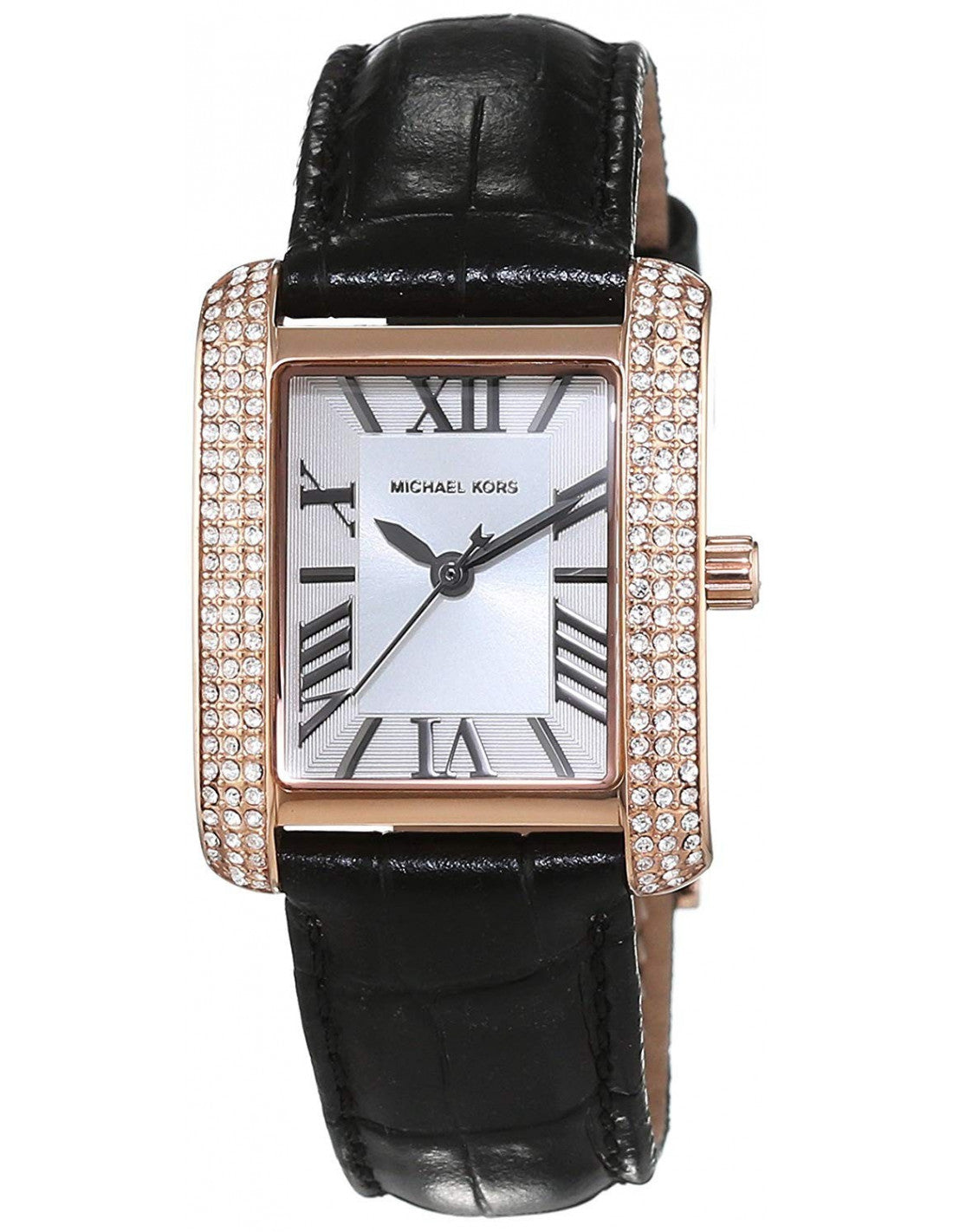 Michael Kors Rose Quartz dameshorloge met zwart leren bandje MK2336 Hoofdafbeelding