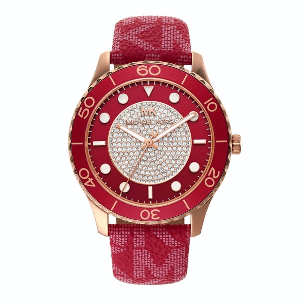 Michael Kors Runway Dive Pavé Dial Red Coated Canvas Women's Watch - MK7179 Secundaire afbeelding