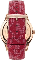 Michael Kors Runway Dive Pavé Dial Red Coated Canvas Women's Watch - MK7179