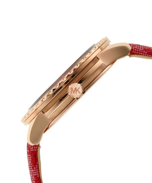Michael Kors Runway Dive Pavé Dial Red Coated Canvas Women's Watch - MK7179