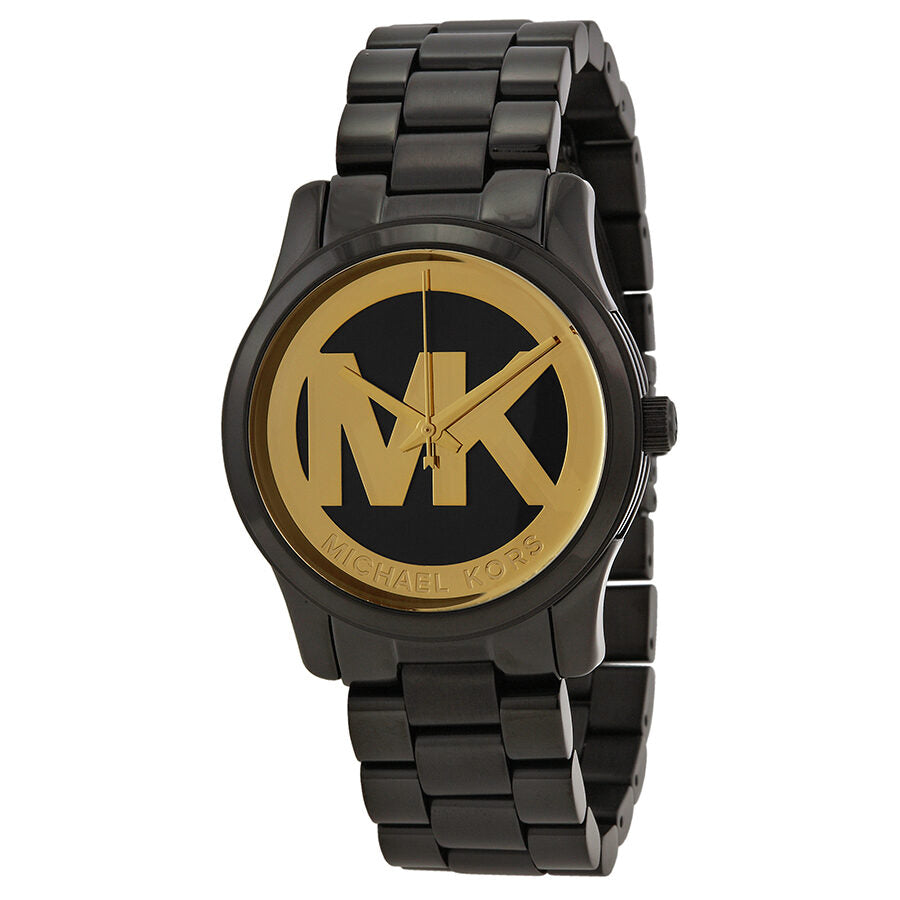 Michael Kors Runway Black and Gold Dial Black Ion-plated Women's Watch - MK6057 Hoofdafbeelding