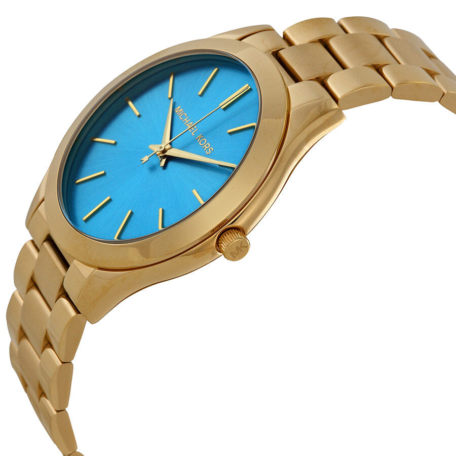 Michael Kors Runway dameshorloge met blauwe wijzerplaat en goudkleurige afwerking - MK3265 Secundaire afbeelding