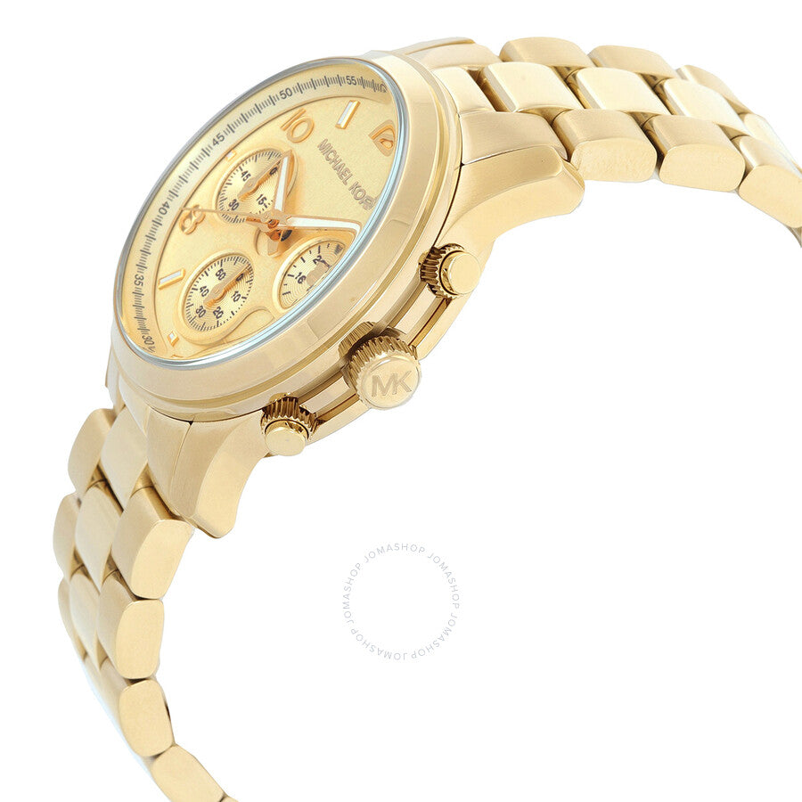Michael Kors Runway Chronograph Quartz Gold Dial Ladies Watch MK7323 Secundaire afbeelding