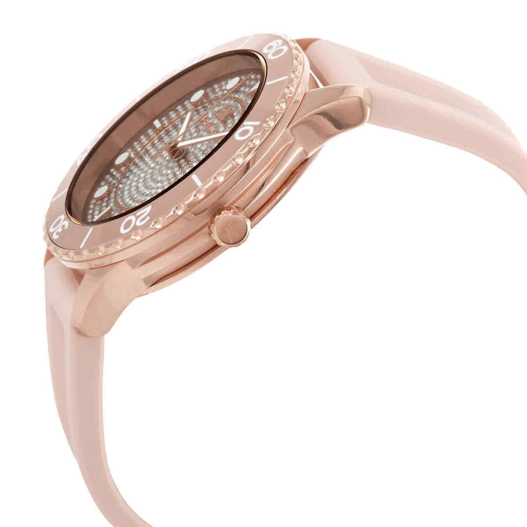 Michael Kors Oversized Runway Dive Pavé Rose Gold-Tone and Silicone Women's Watch - MK6854
