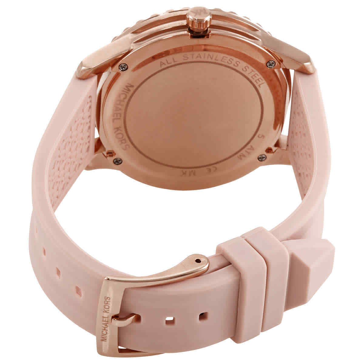 Michael Kors Oversized Runway Dive Pavé Rose Gold-Tone and Silicone Women's Watch - MK6854