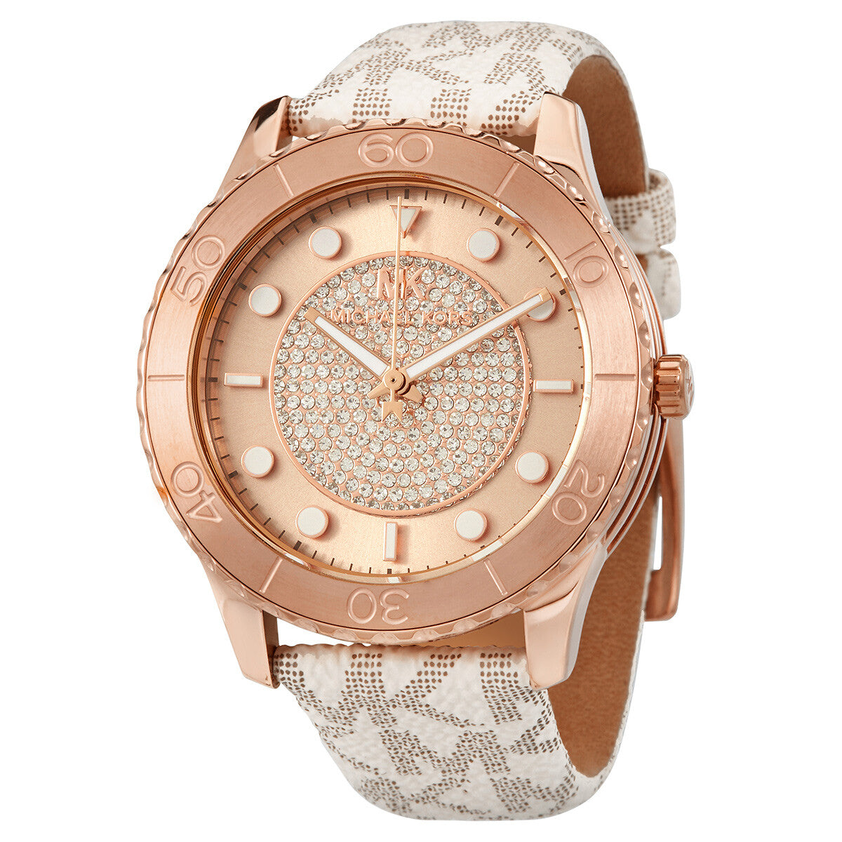 Michael Kors Oversized Runway Dive Pavé Roségoudkleurig Dameshorloge met Logo - MK6980 Hoofdafbeelding