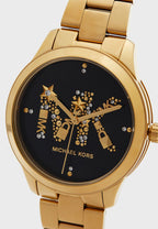 Michael Kors Runway Black Dial Gold Women's Watch - MK6682