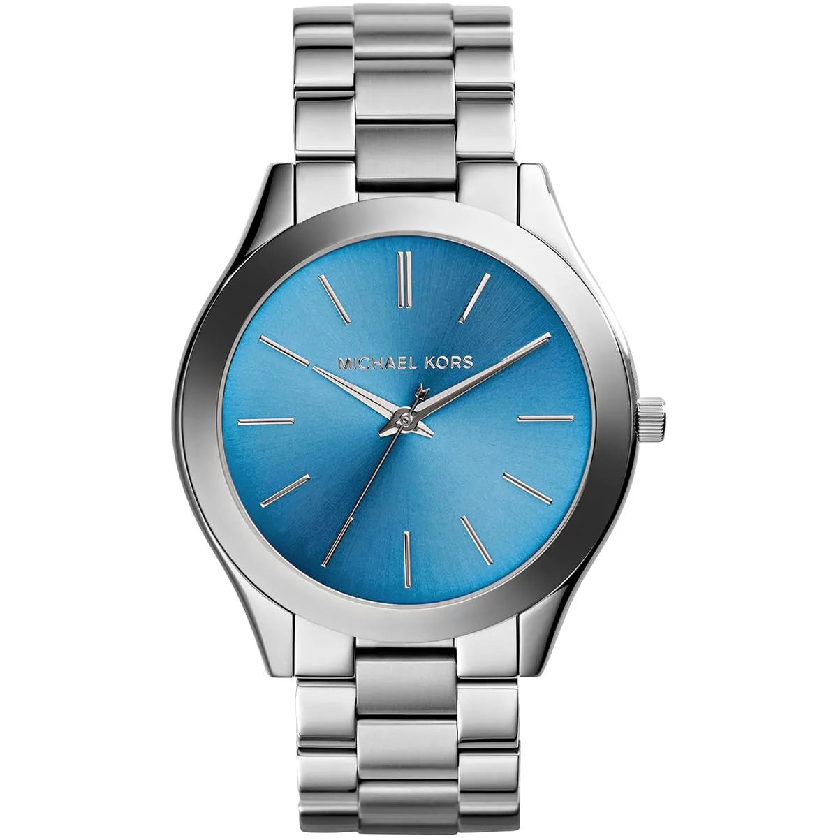 Michael Kors Slim Runway dameshorloge in zilverkleur en turquoise - MK3292 Hoofdafbeelding