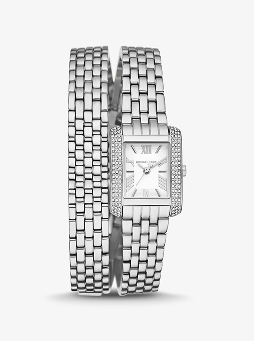 Michael Kors Petite Emery Pavé Silver-Tone Double Wrap Women's Watch - MK4834 Hoofdafbeelding