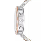 Michael Kors Parker Pavé Two-tone Signature-Print PVC and Leather Strap Women's Watch - MK6950
