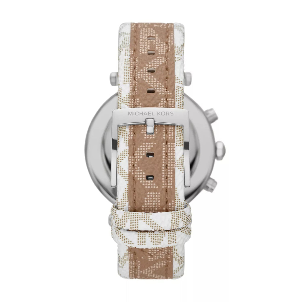 Michael Kors Parker Pavé Two-tone Signature-Print PVC and Leather Strap Women's Watch - MK6950