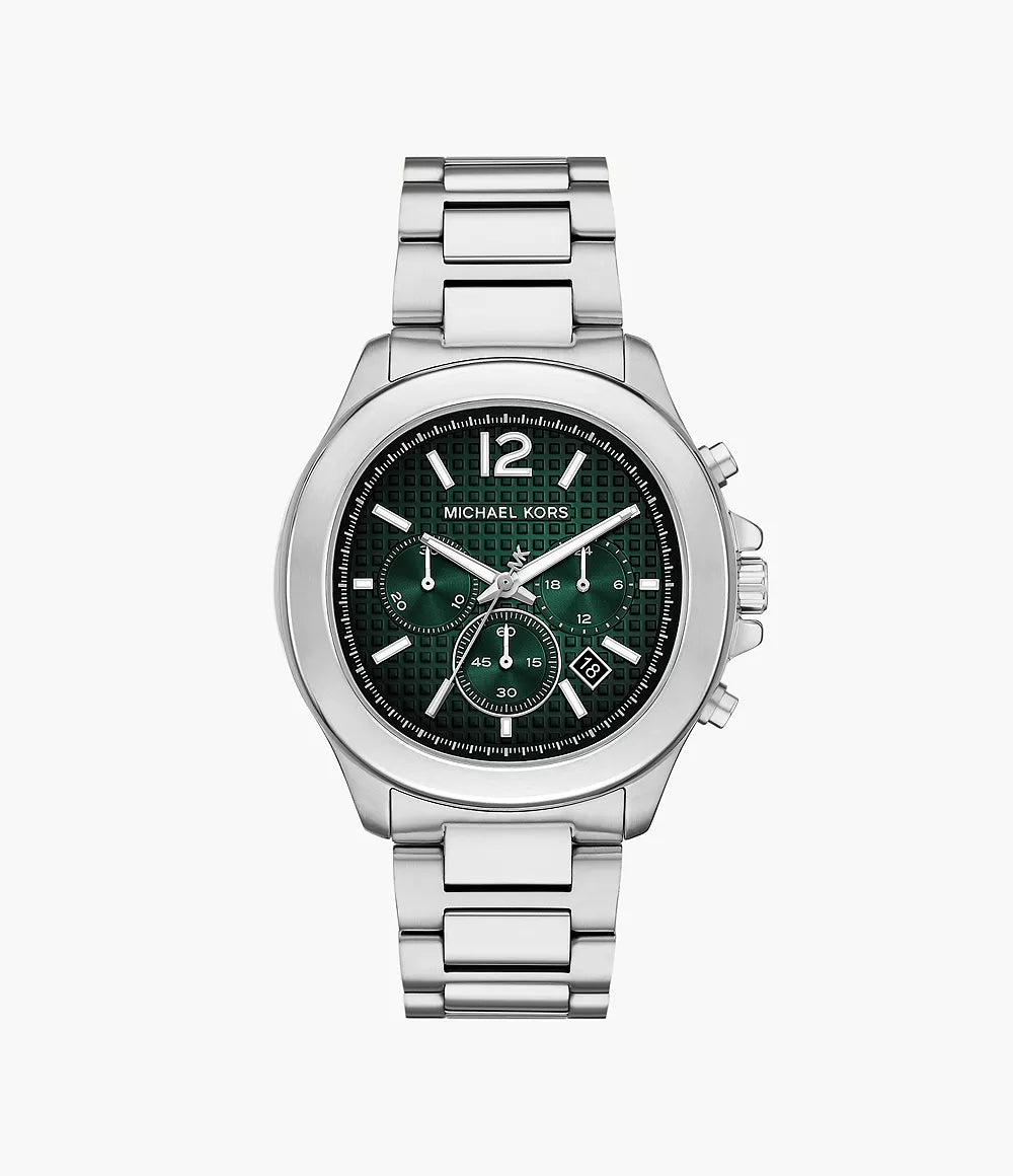 Michael Kors oversized herenhorloge in saliegroen zilverkleur - MK9191 Hoofdafbeelding