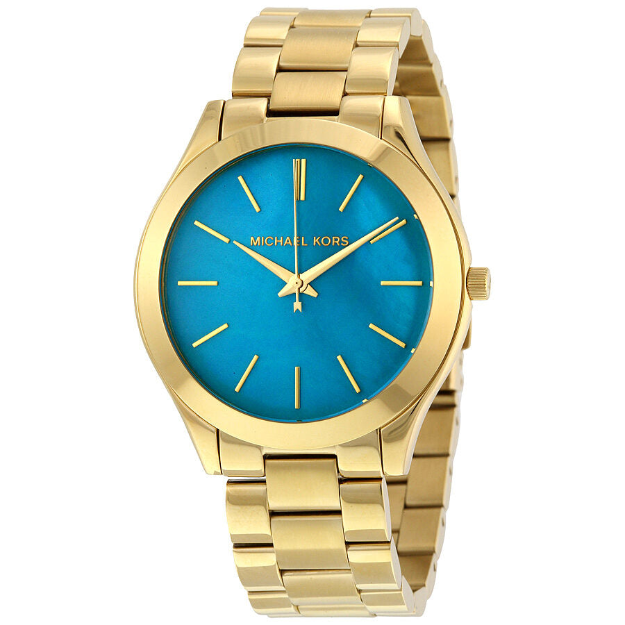 Michael Kors Slim Runway Blue MOP Dial Gold-Tone Women's Watch - MK3492 Hoofdafbeelding