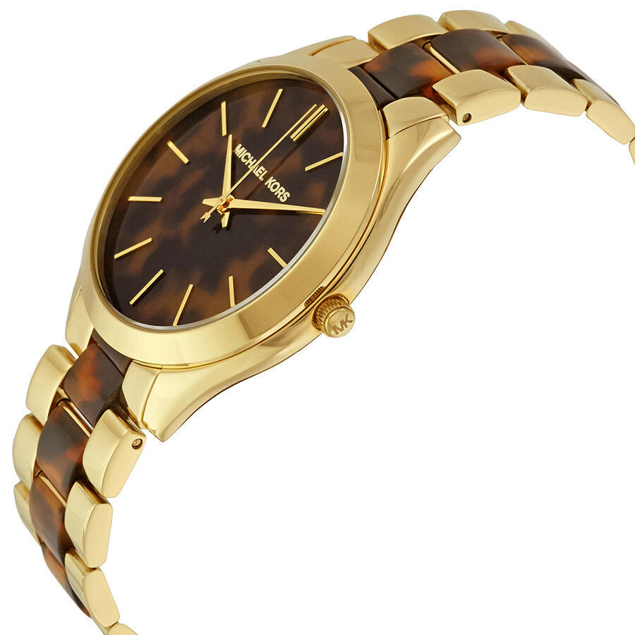 Michael Kors Slim Runway dameshorloge MK4284 met wijzerplaat in schildpadmotief Secundaire afbeelding