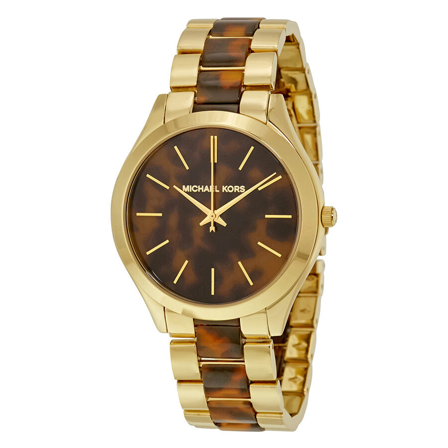 Michael Kors Slim Runway dameshorloge MK4284 met wijzerplaat in schildpadmotief Hoofdafbeelding