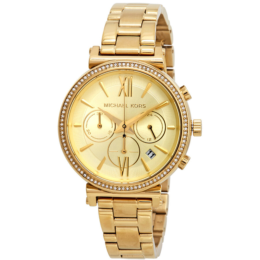 Michael Kors Sofie Chronograaf Kristallen Dameshorloge in Goudkleur - MK6559 Hoofdafbeelding