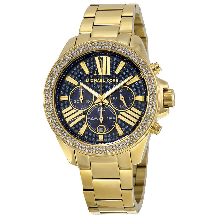 Michael Kors Wren Chronograaf Dameshorloge met Blauw Kristal en Pave Goudkleurige Bezetting - MK6291 Hoofdafbeelding