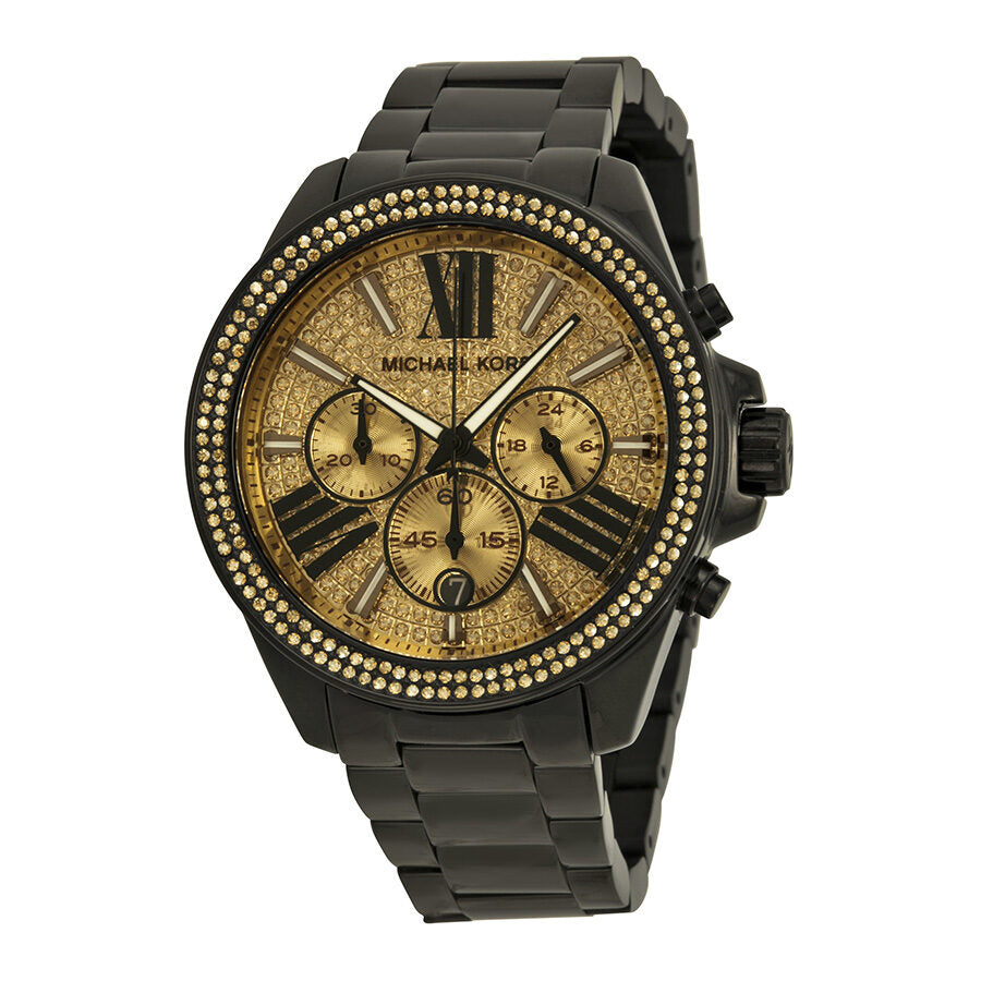 Michael Kors Wren Chronograaf Dameshorloge met Kristallen Pave Wijzerplaat en Zwarte Ion-platering - MK5961 Hoofdafbeelding