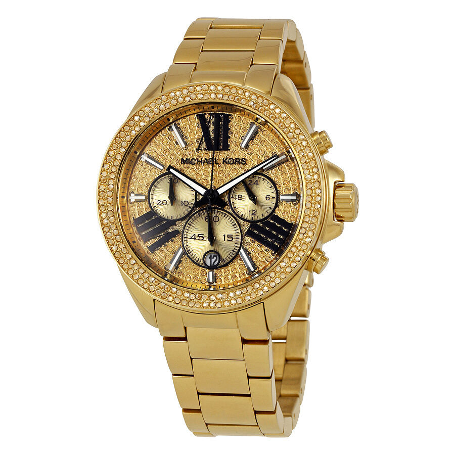 Michael Kors Wren Chronograph Pave Dial Gold Women's Watch - MK6095 Hoofdafbeelding