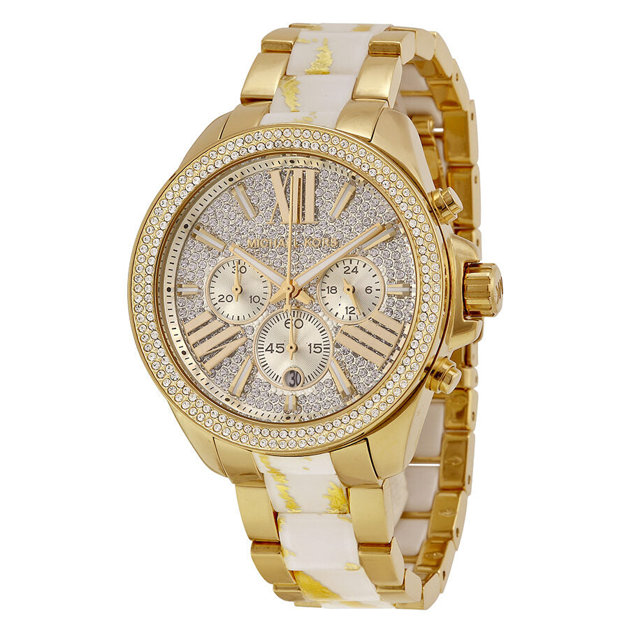 Michael Kors Wren White Zebra Diamond Dial Gold-Tone Women's Watch - MK6157 Hoofdafbeelding