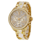 Michael Kors Wren White Zebra Diamond Dial Gold-Tone Women's Watch - MK6157