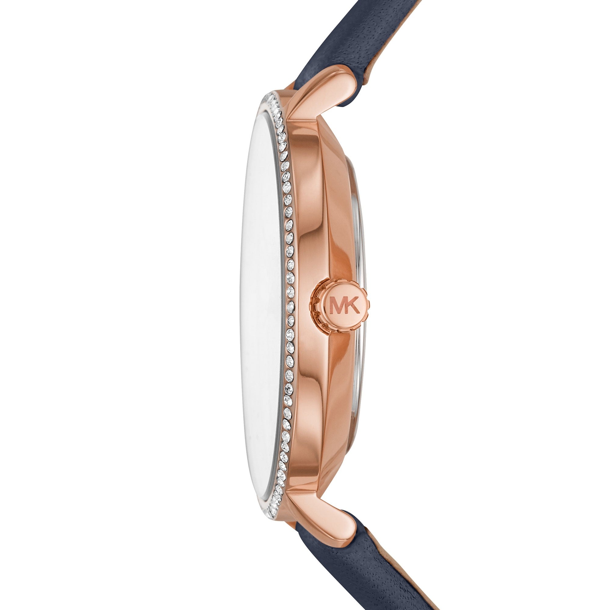 Michael Kors Pyper dameshorloge met drie wijzers, roségoudkleurige band en blauw leer - MK2804 Secundaire afbeelding