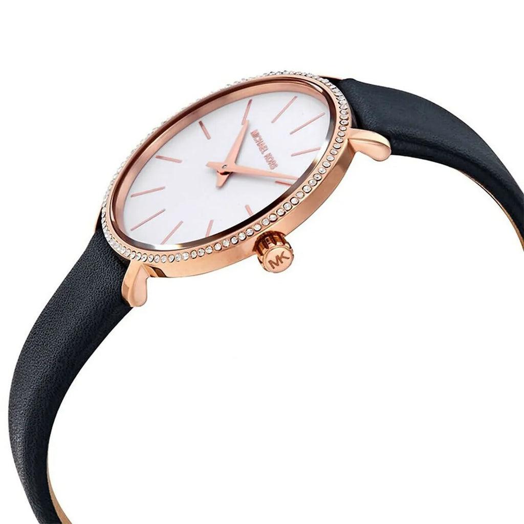 Michael Kors Pyper Black Leather Strap Women's Watch - MK2835
